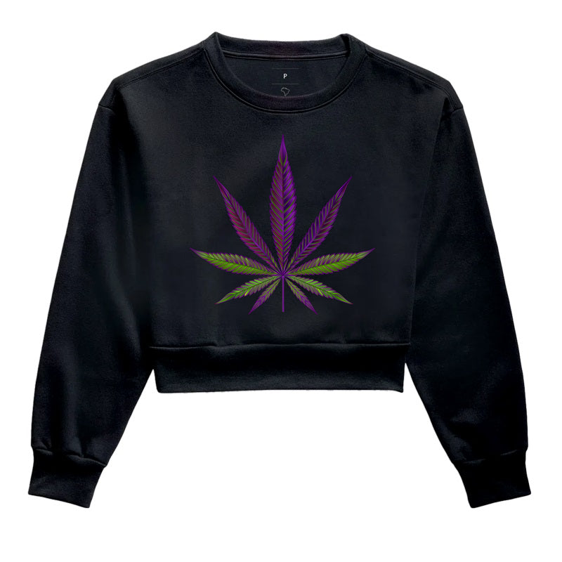Folha Roxa Moletom Cropped Premium