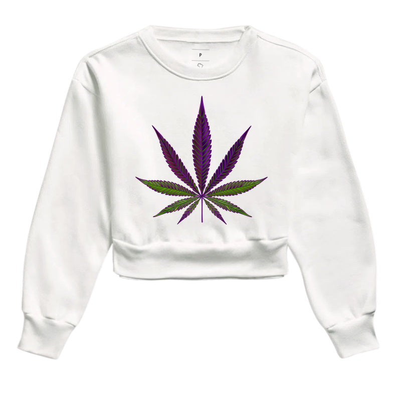 Folha Roxa Moletom Cropped Premium