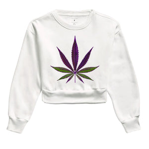 Folha Roxa Moletom Cropped Premium