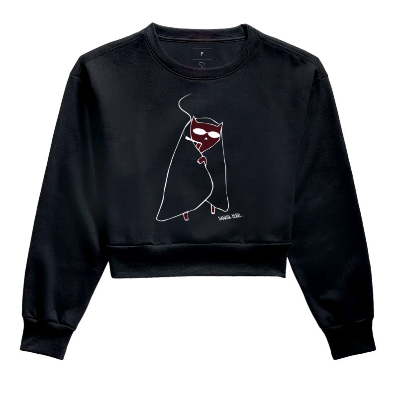Cat Smoking Moletom Cropped Premium
