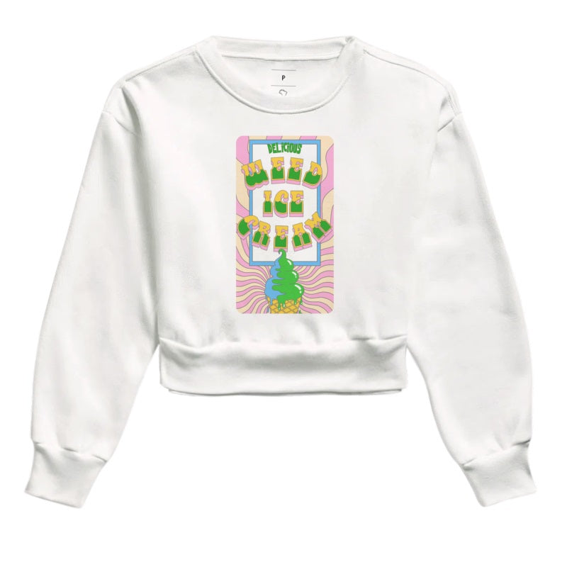 Weed Ice Cream Moletom Cropped Premium