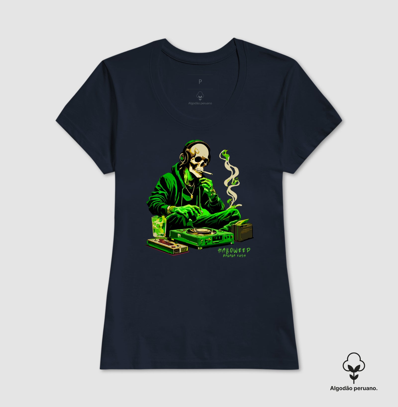 Skull Halloweed Algodão Peruano
